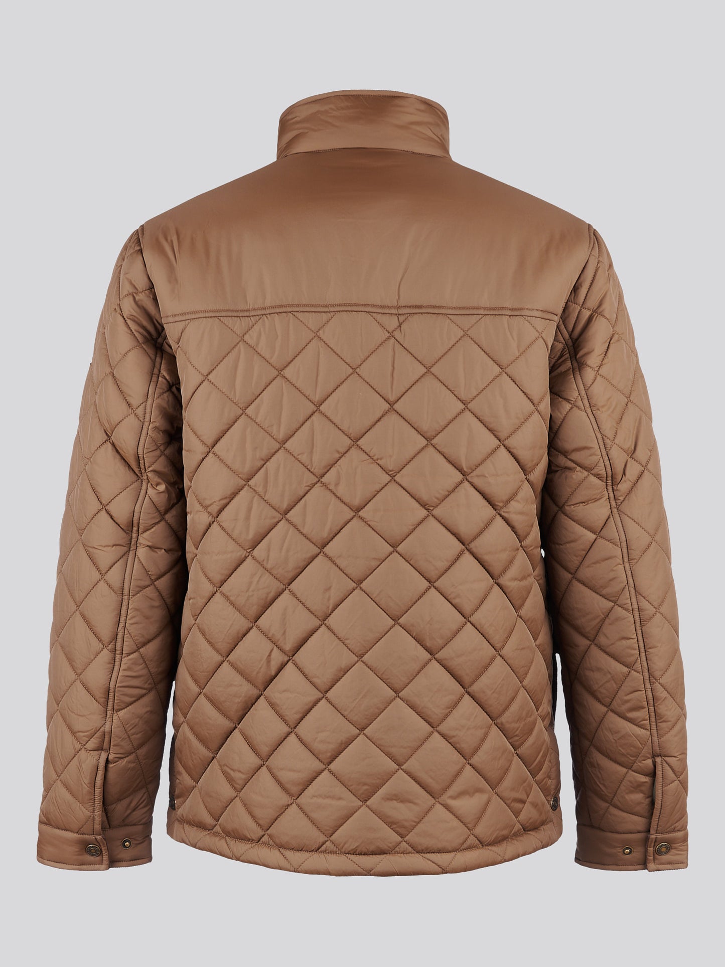 Mens Diamond Quilted Funnel Jacket in Cocoa