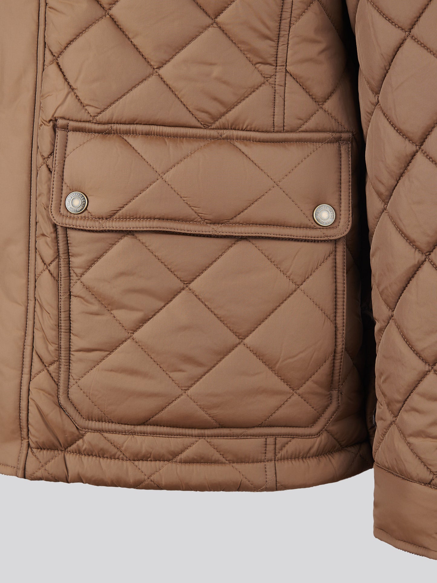 Mens Diamond Quilted Funnel Jacket in Cocoa