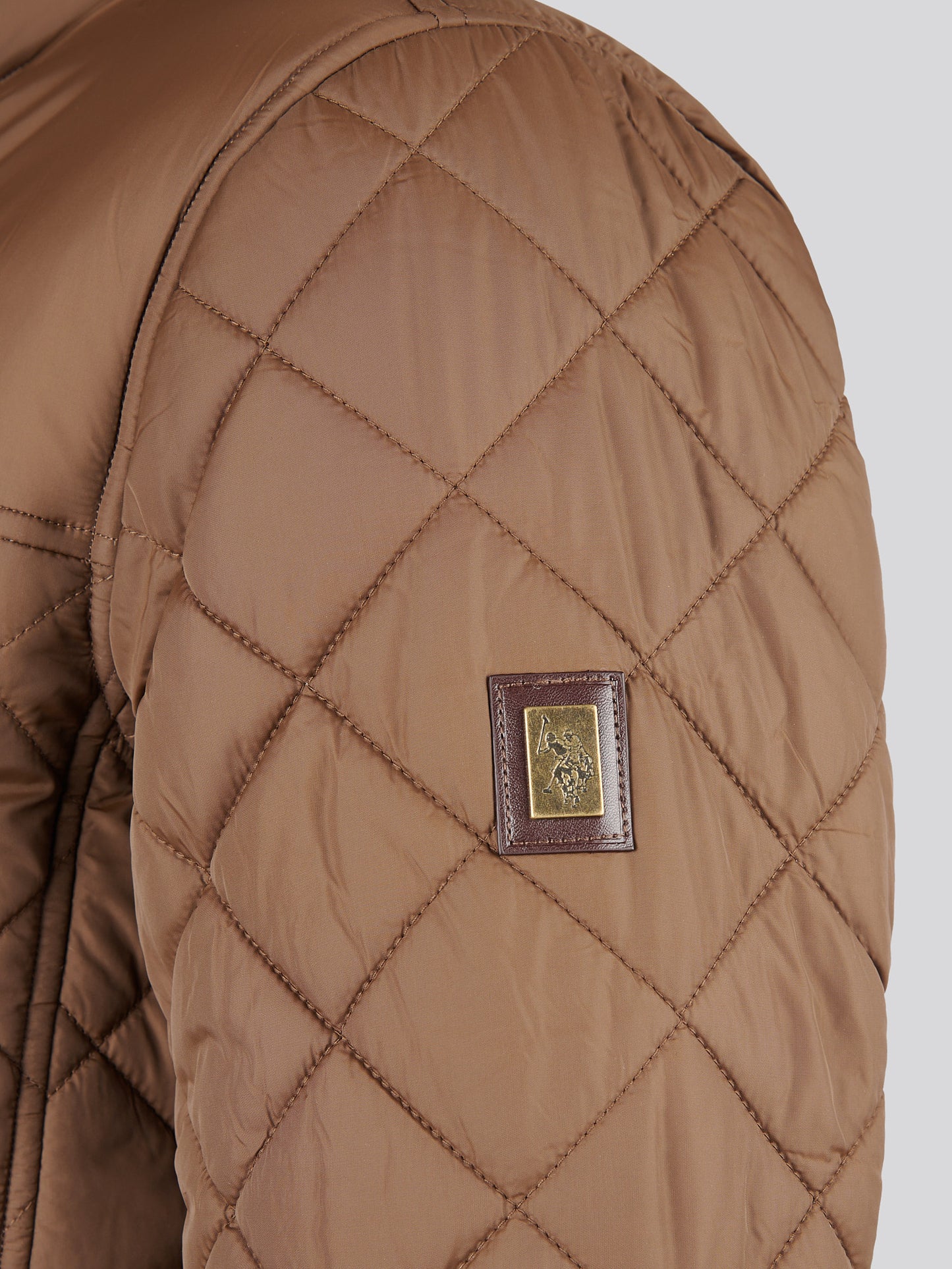 Mens Diamond Quilted Funnel Jacket in Cocoa
