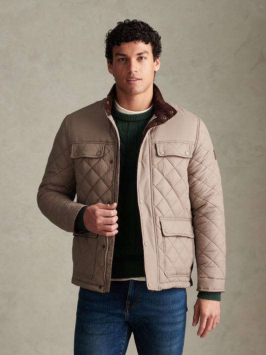 Mens Diamond Quilted Funnel Jacket Cinder
