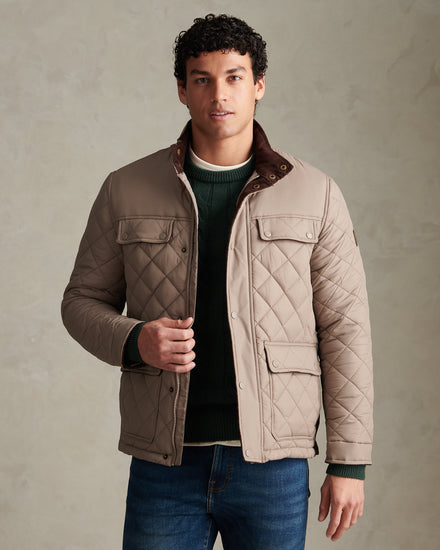 Mens Diamond Quilted Funnel Jacket Cinder