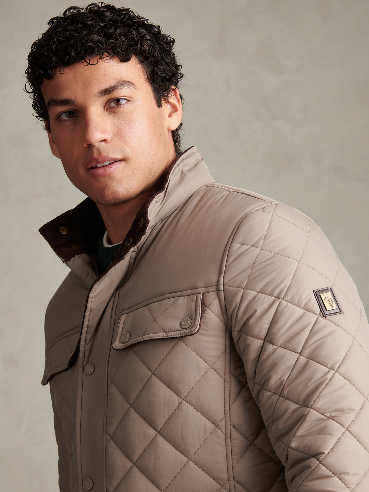 Mens Diamond Quilted Funnel Jacket Cinder