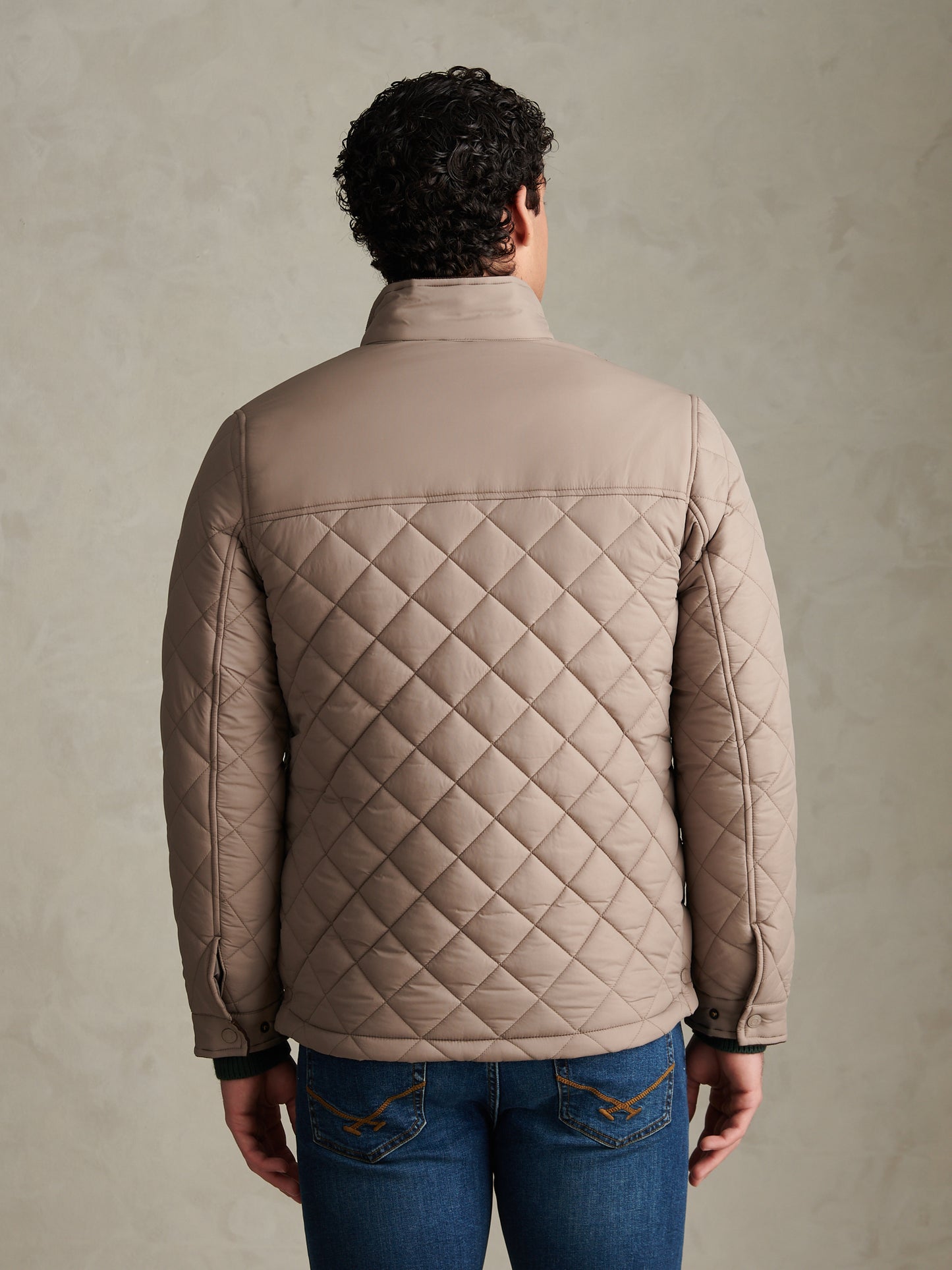 Mens Diamond Quilted Funnel Jacket Cinder