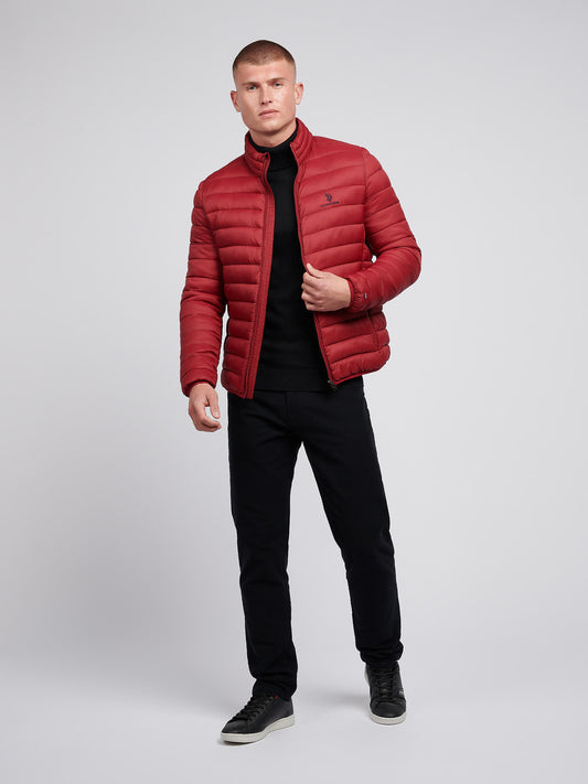 Mens Lightweight Bound Quilted Jacket Tibetan Red