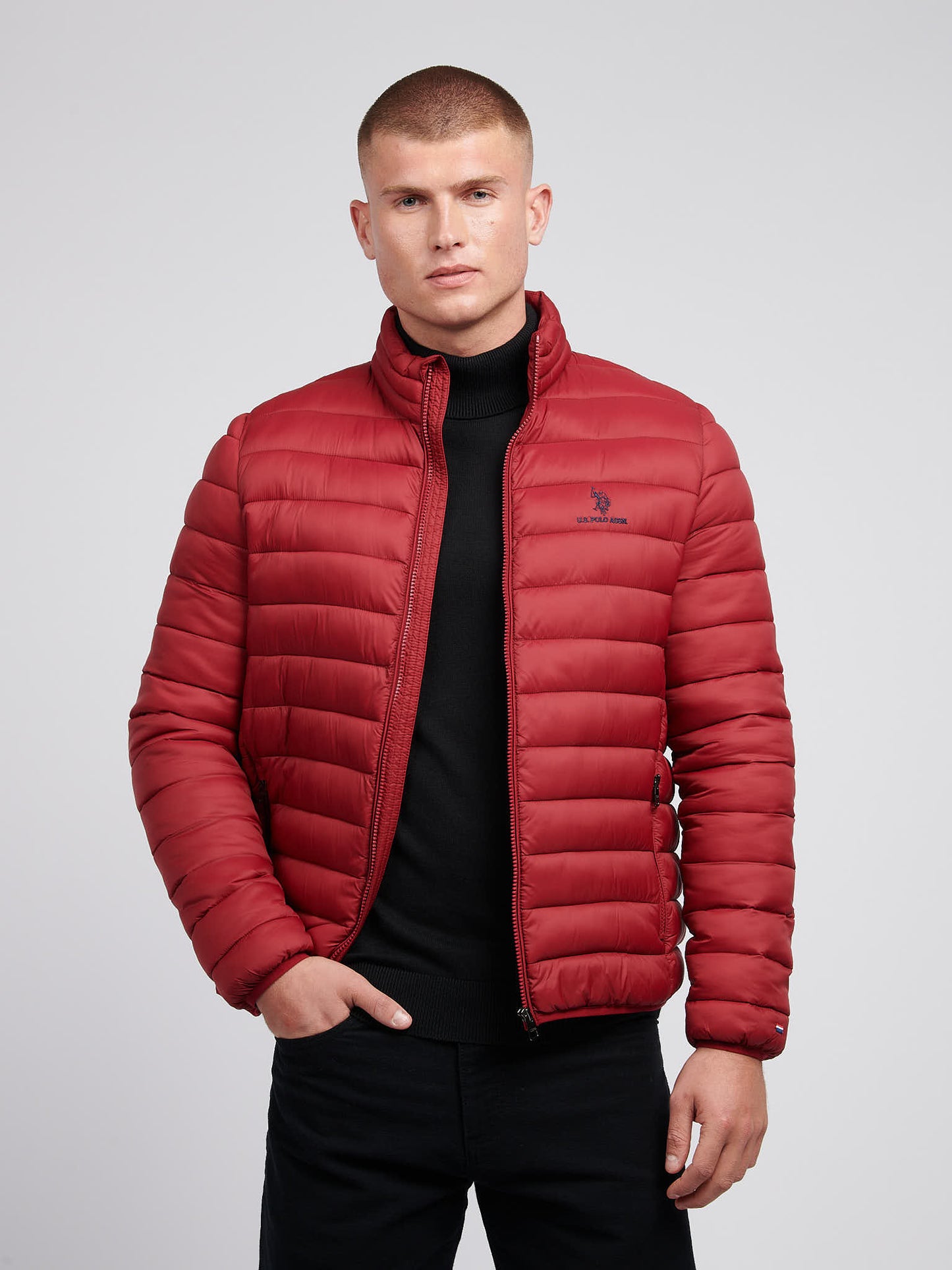 Mens Lightweight Bound Quilted Jacket Tibetan Red