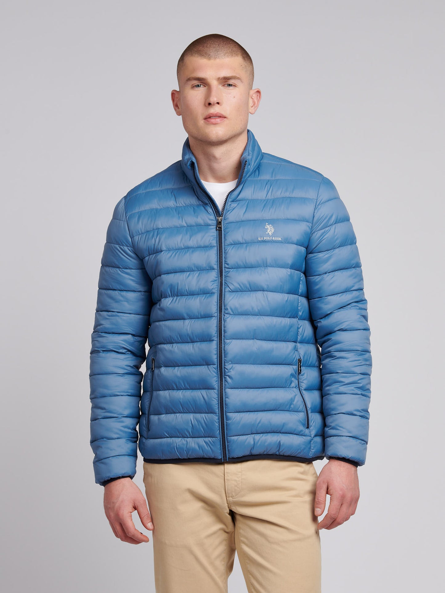 Mens Lightweight Bound Quilted Jacket in Blue Horizon