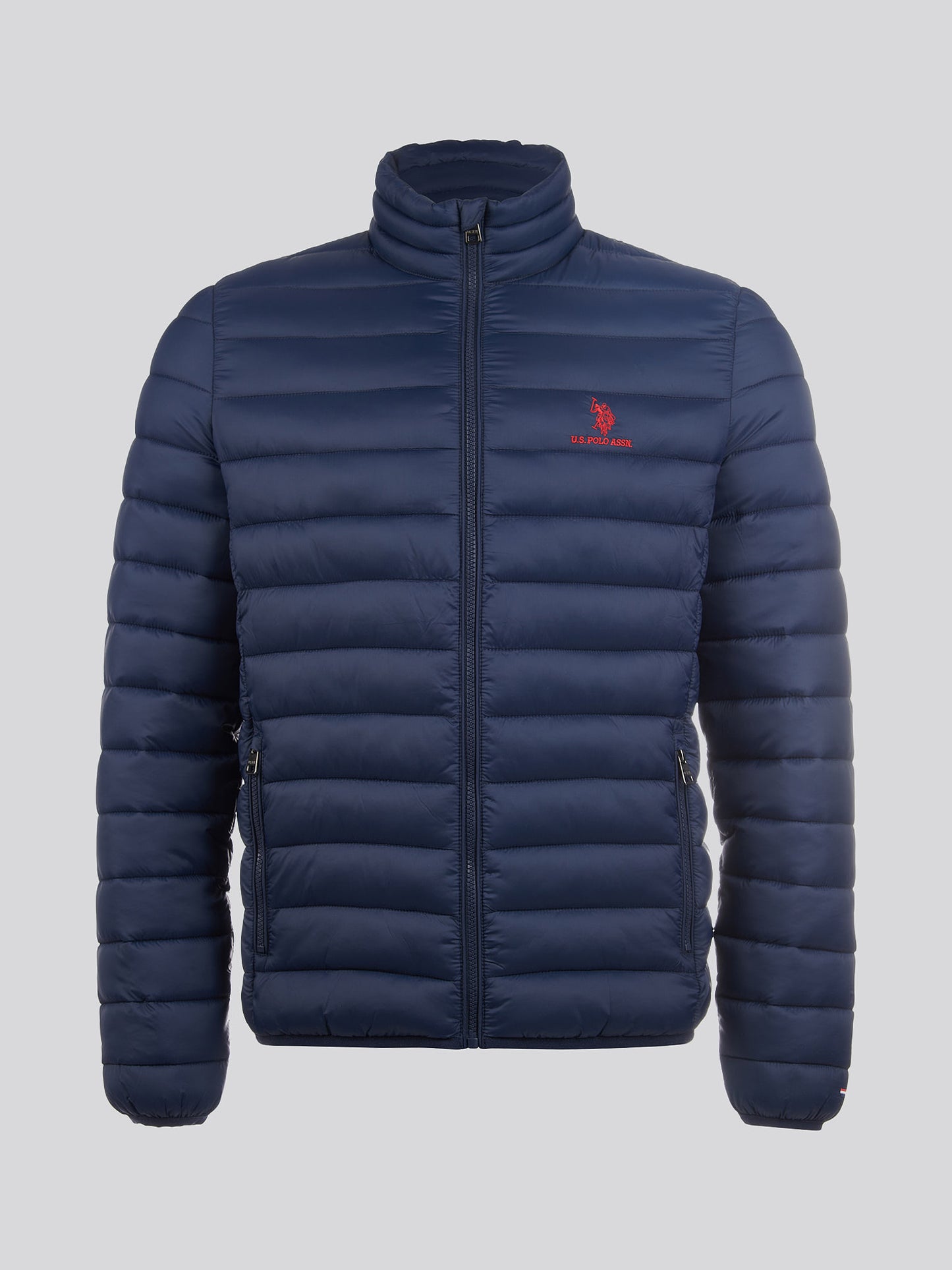 Mens Lightweight Bound Quilted Jacket in Dark Sapphire Navy / Haute Red DHM