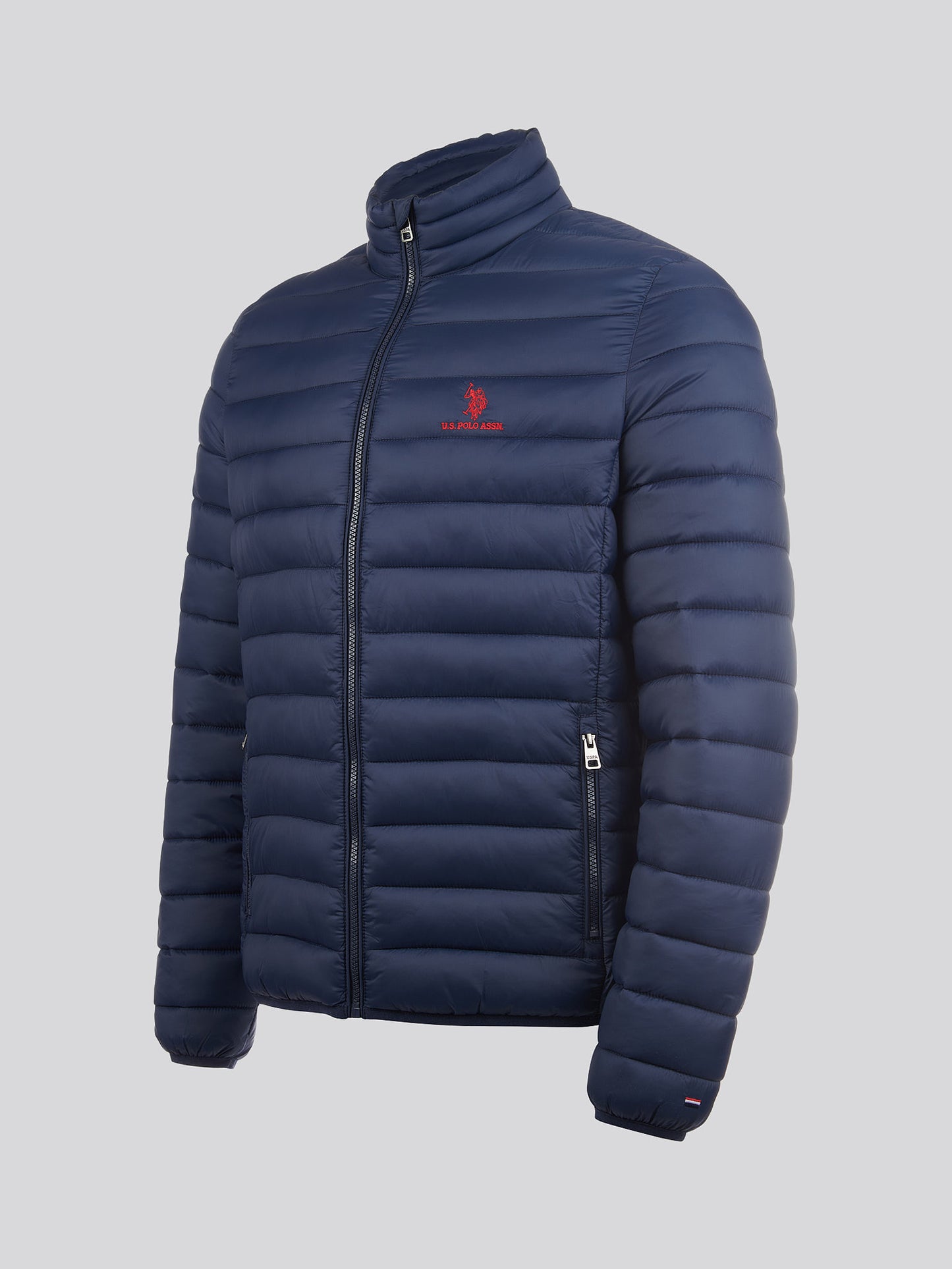 Mens Lightweight Bound Quilted Jacket in Dark Sapphire Navy / Haute Red DHM