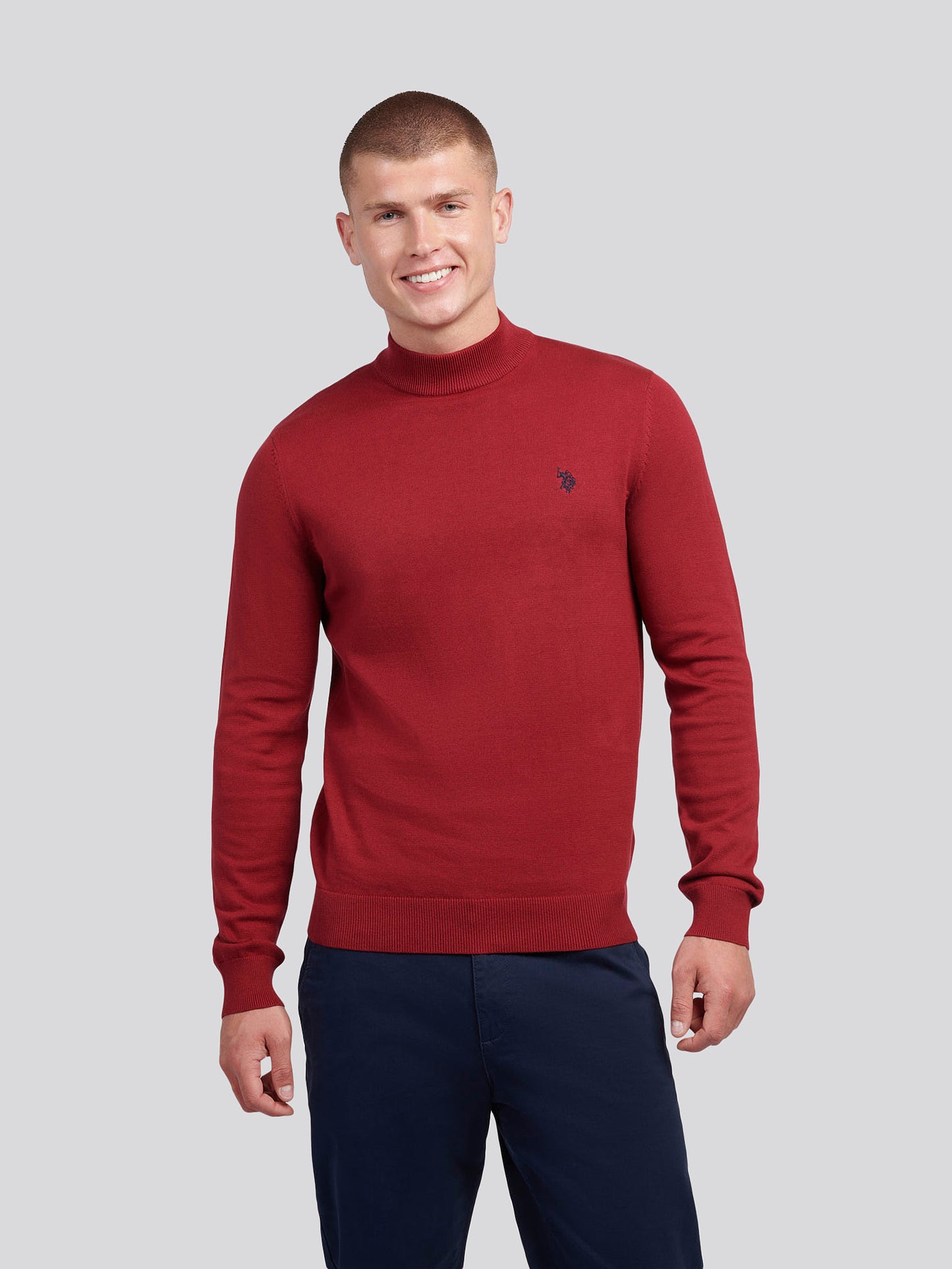 Mens Combed Cotton Turtle Neck in Tibetan Red