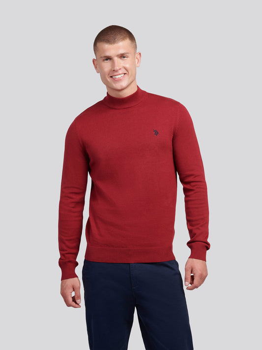 Mens Combed Cotton Turtle Neck in Tibetan Red