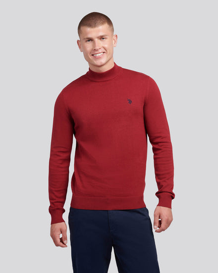 Mens Combed Cotton Turtle Neck in Tibetan Red