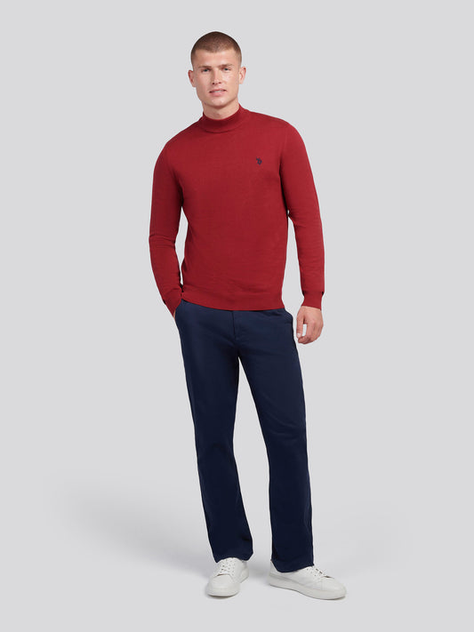 Mens Combed Cotton Turtle Neck in Tibetan Red