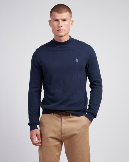 Mens Combed Cotton Turtle Neck in Dark Sapphire Navy / Moonlight Blue DHM