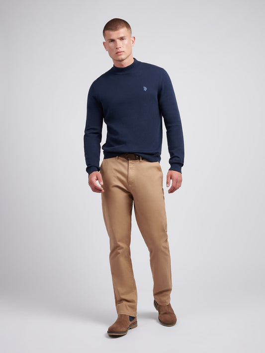 Mens Combed Cotton Turtle Neck in Dark Sapphire Navy / Moonlight Blue DHM