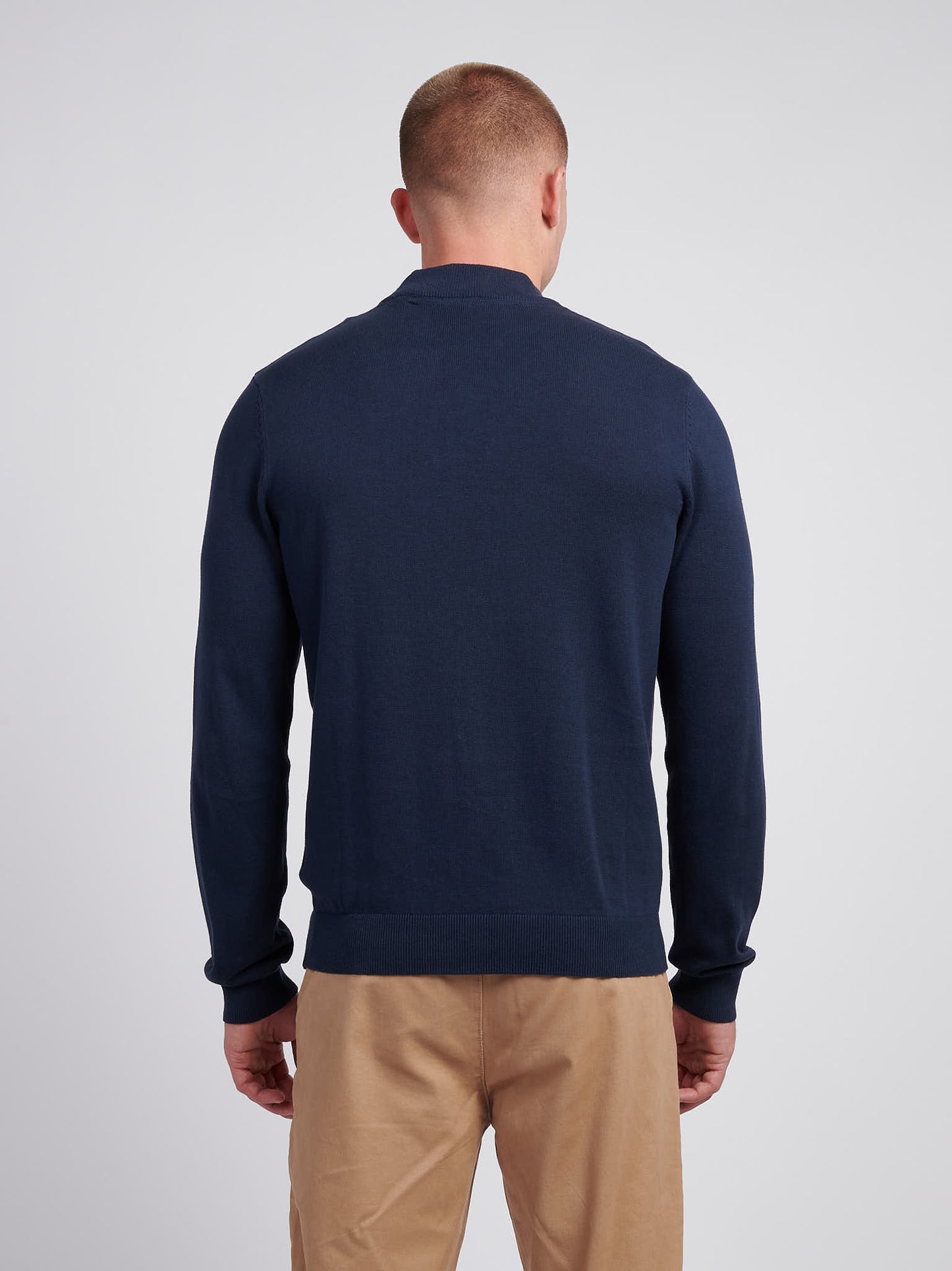 Mens Combed Cotton Turtle Neck in Dark Sapphire Navy / Moonlight Blue DHM