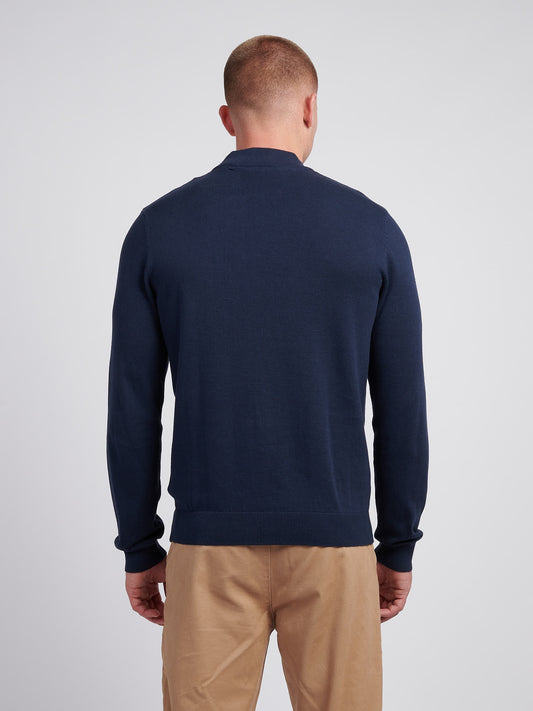 Mens Combed Cotton Turtle Neck in Dark Sapphire Navy / Moonlight Blue DHM