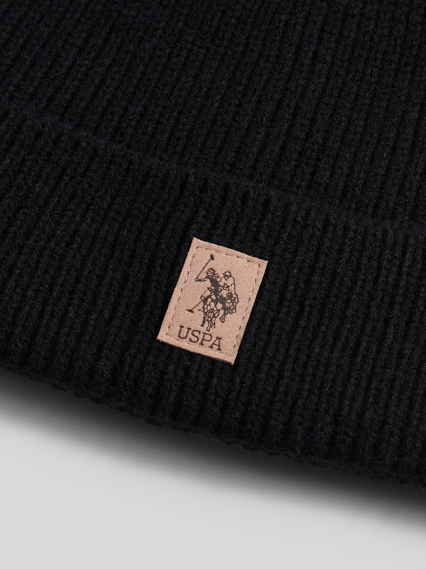 Mens Signature Double Horsemen Knit Beanie in Black