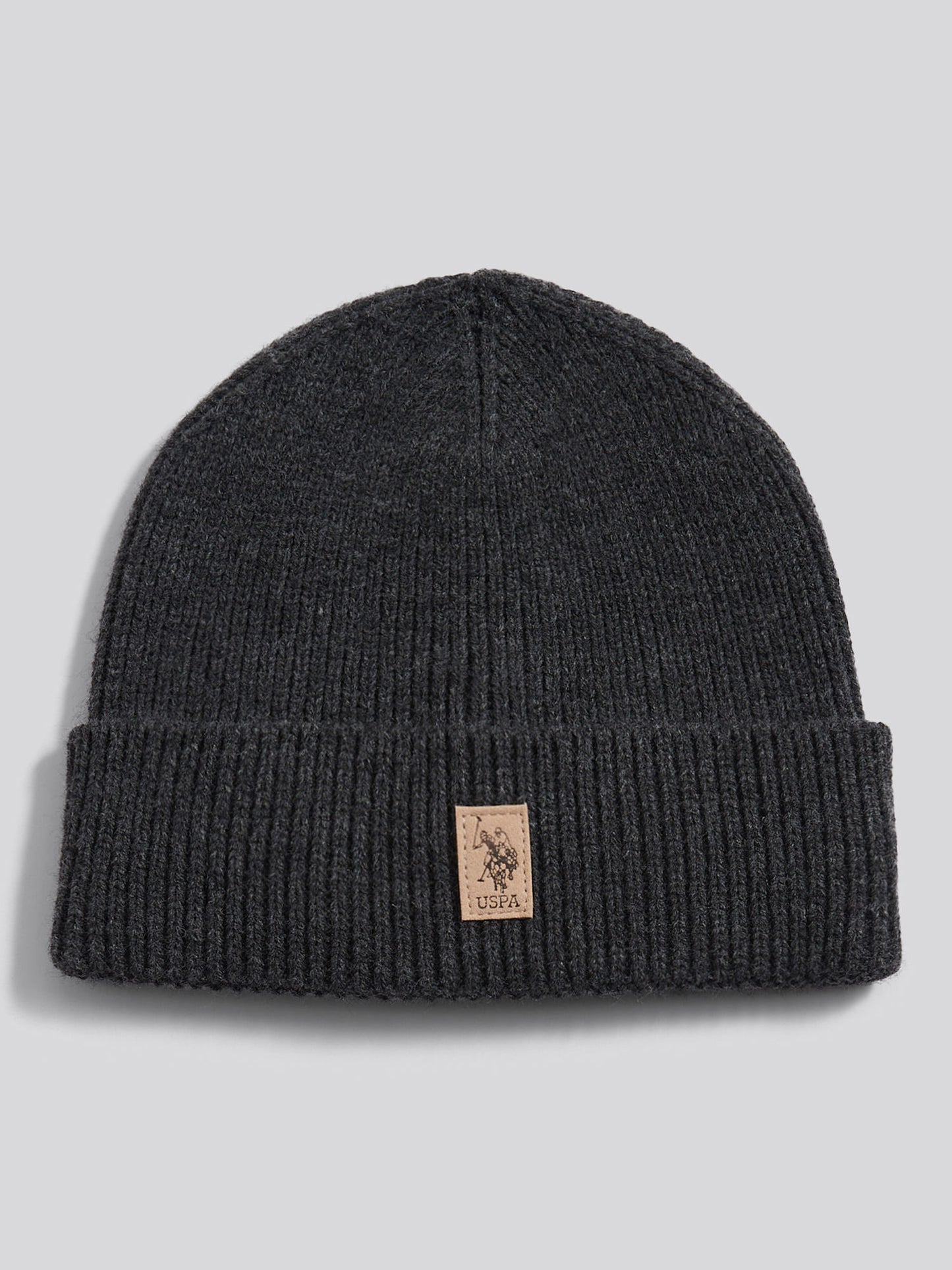 Mens Signature Double Horsemen Knit Beanie in Charcoal Marl