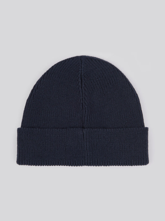 Mens Signature Double Horsemen Knit Beanie in Dark Sapphire Navy