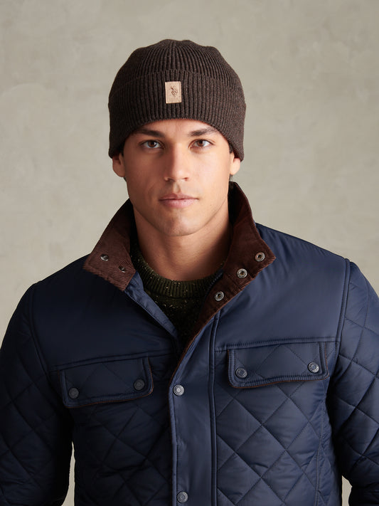 Mens Signature Double Horsemen Knit Beanie Bracken Marl