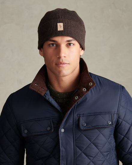 Mens Signature Double Horsemen Knit Beanie Bracken Marl