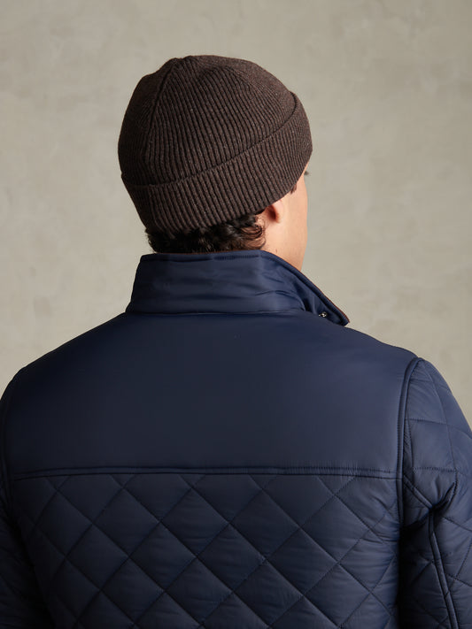 Mens Signature Double Horsemen Knit Beanie Bracken Marl