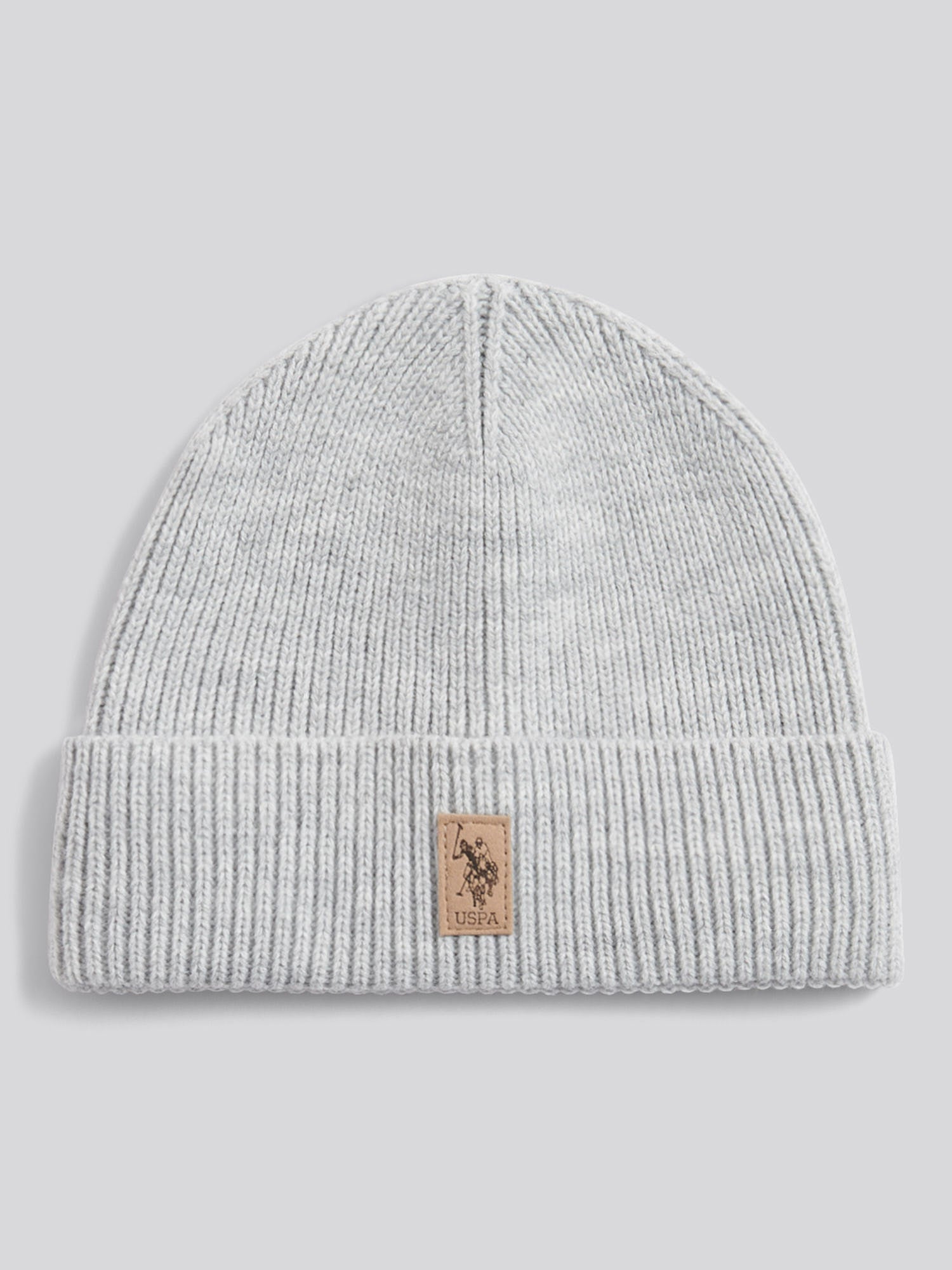 Mens Signature Double Horsemen Knit Beanie in Mid Grey Marl – U.S.