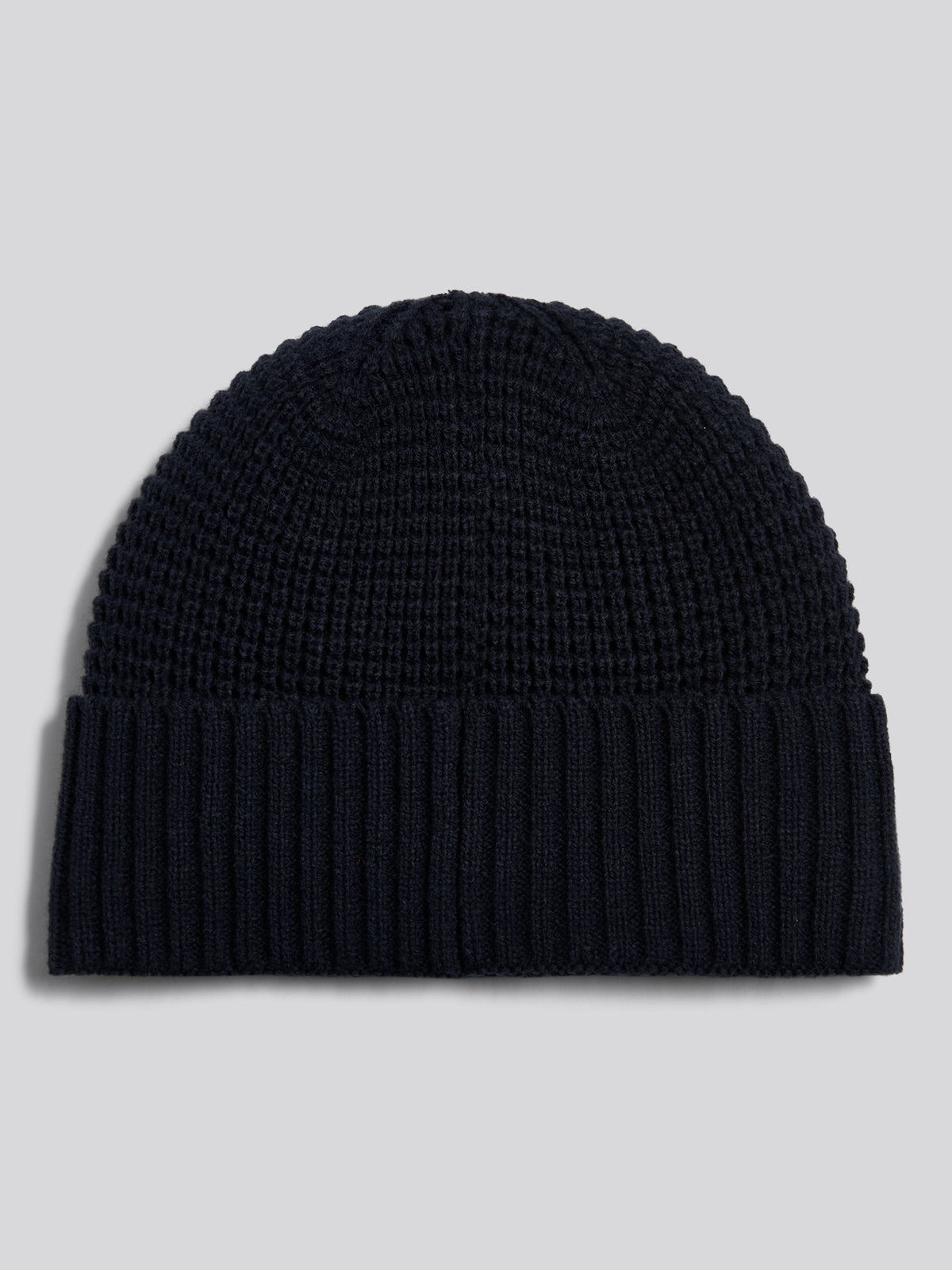 Mens Fleece Lined Waffle Knit Beanie Dark Sapphire Navy