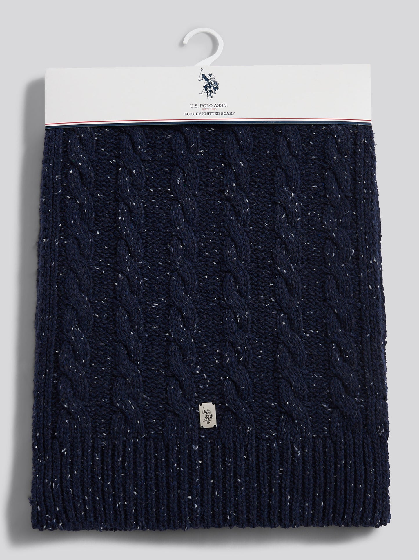 Mens Cable Knit Scarf in Dark Sapphire Navy