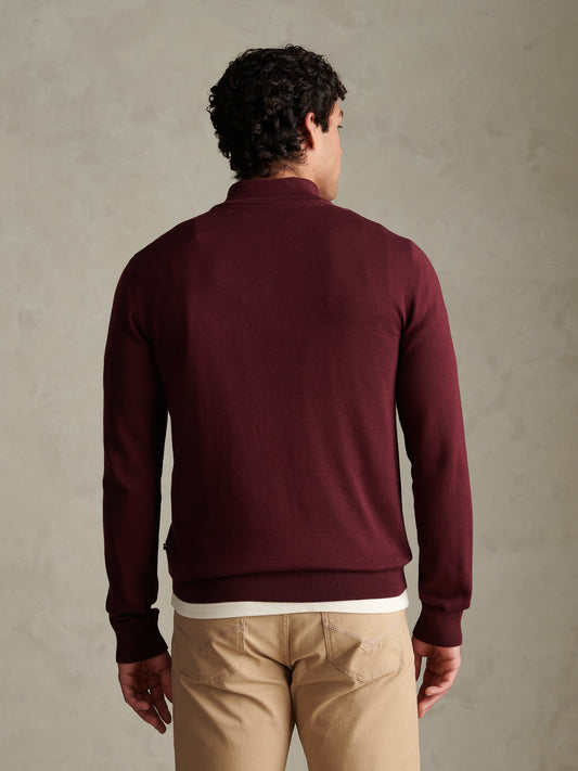 Mens Cotton Quarter Zip Funnel Jumper Fig