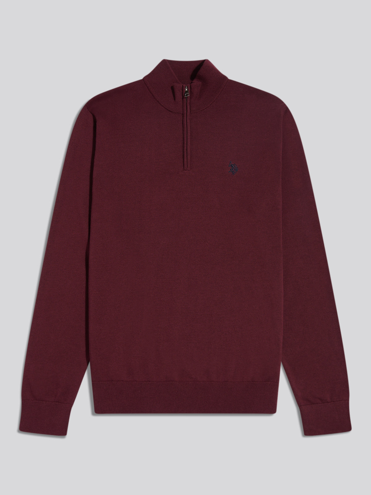 Mens Cotton Quarter Zip Funnel Jumper Fig