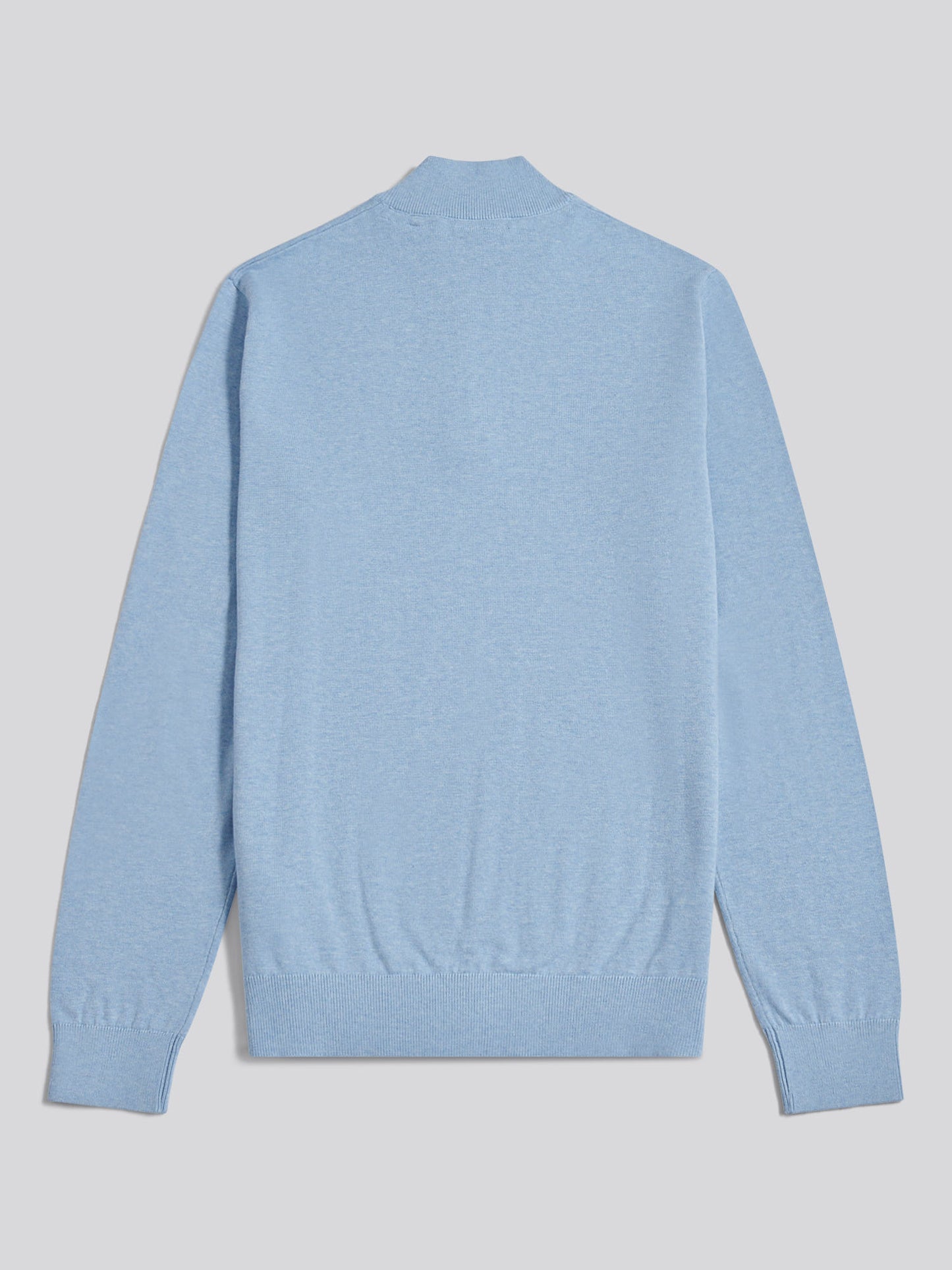 Mens Cotton Quarter Zip Funnel Jumper Parisian Blue Marl