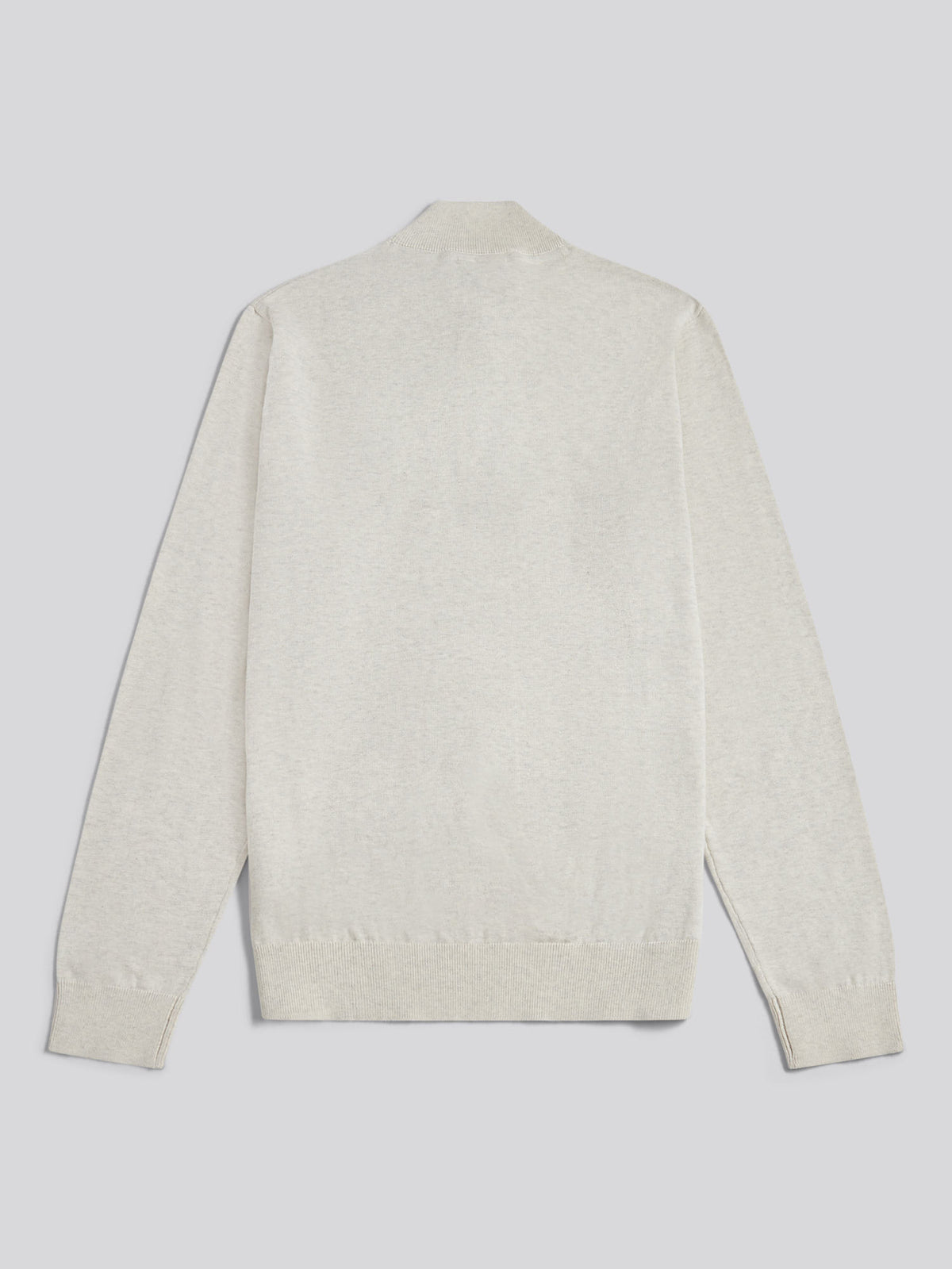 Mens Cotton Quarter Zip Funnel Jumper Birch Marl