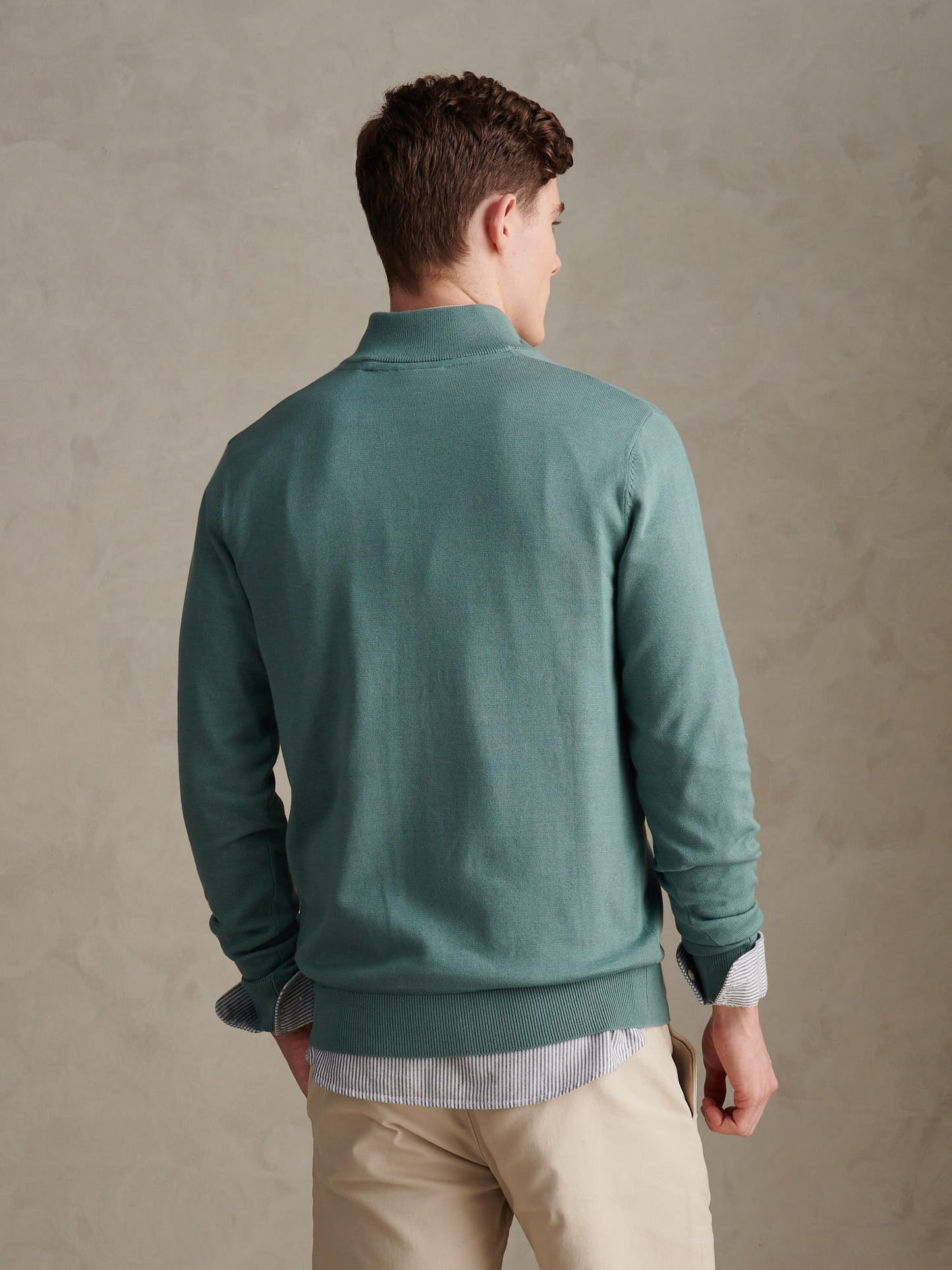 Mens Cotton Quarter Zip Funnel Jumper Arctic