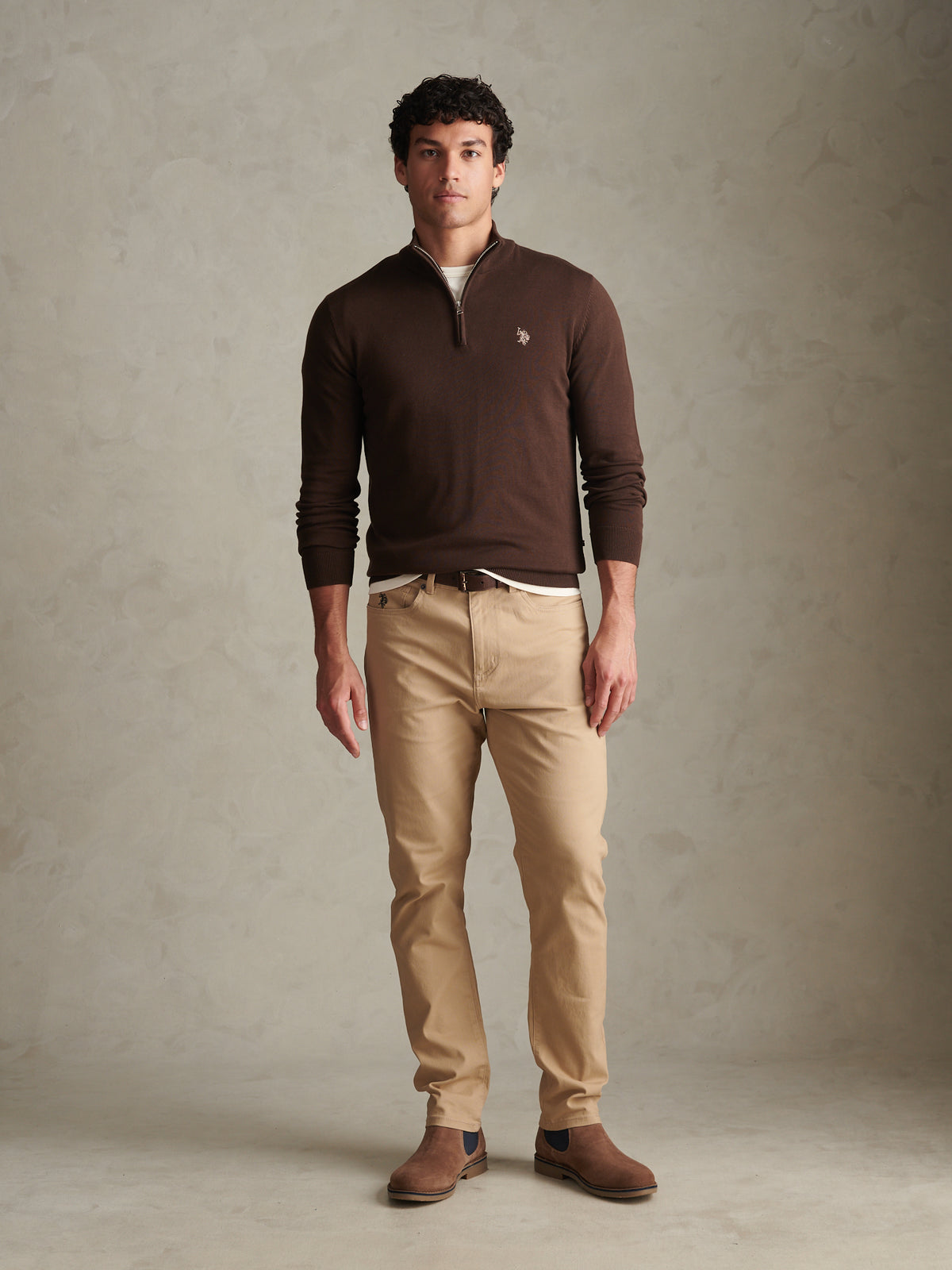 Mens Cotton Quarter Zip Funnel Jumper Bracken