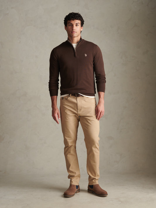 Mens Cotton Quarter Zip Funnel Jumper Bracken