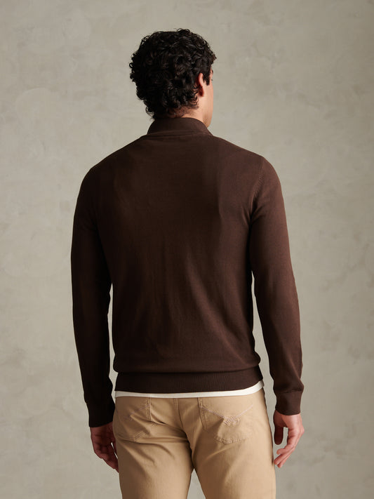 Mens Cotton Quarter Zip Funnel Jumper Bracken