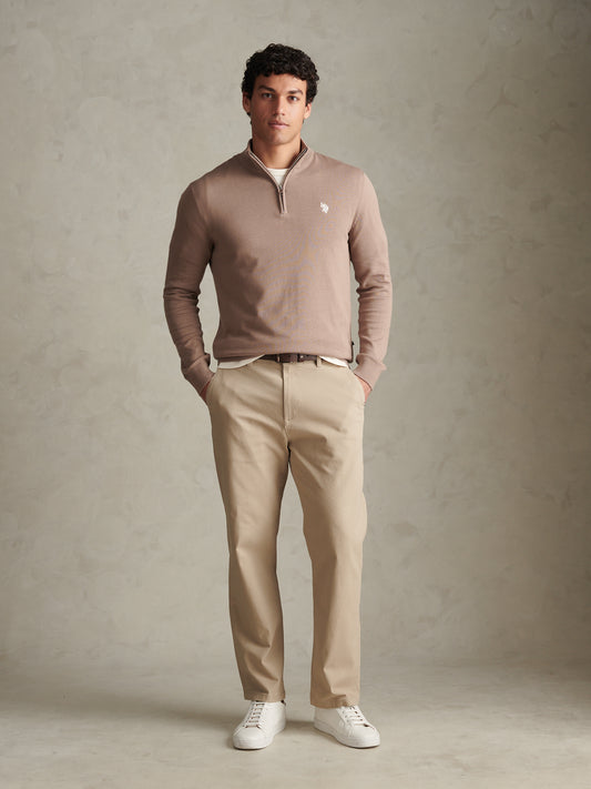 Mens Cotton Quarter Zip Funnel Jumper Cinder