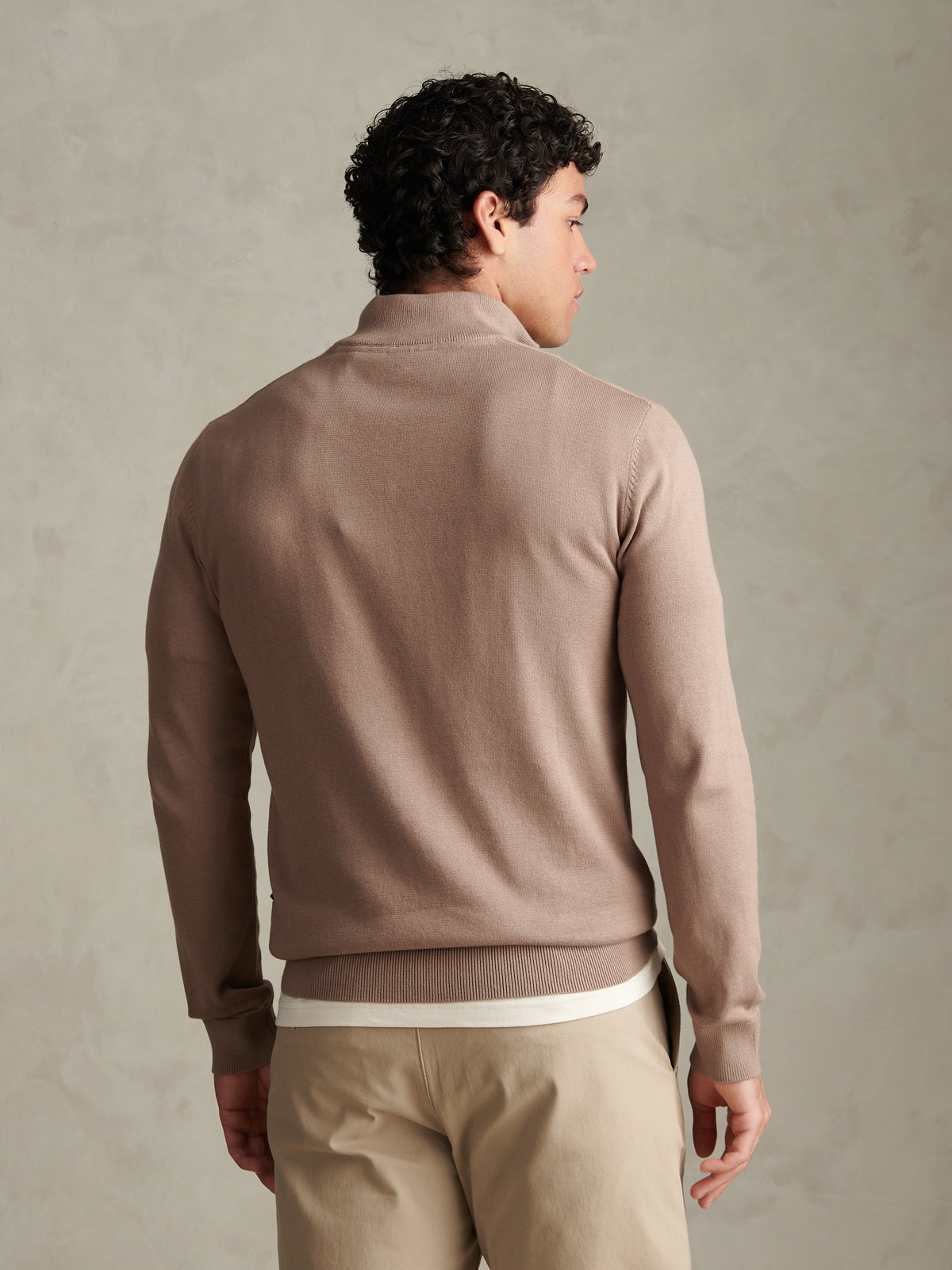Mens Cotton Quarter Zip Funnel Jumper Cinder