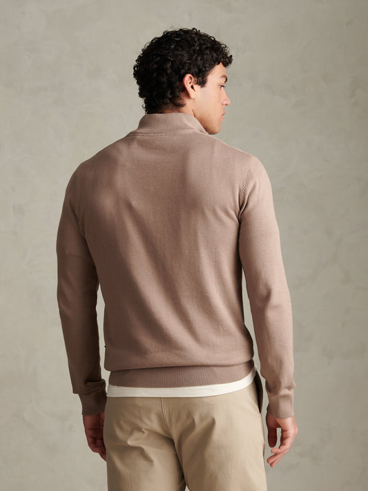 Mens Cotton Quarter Zip Funnel Jumper Cinder