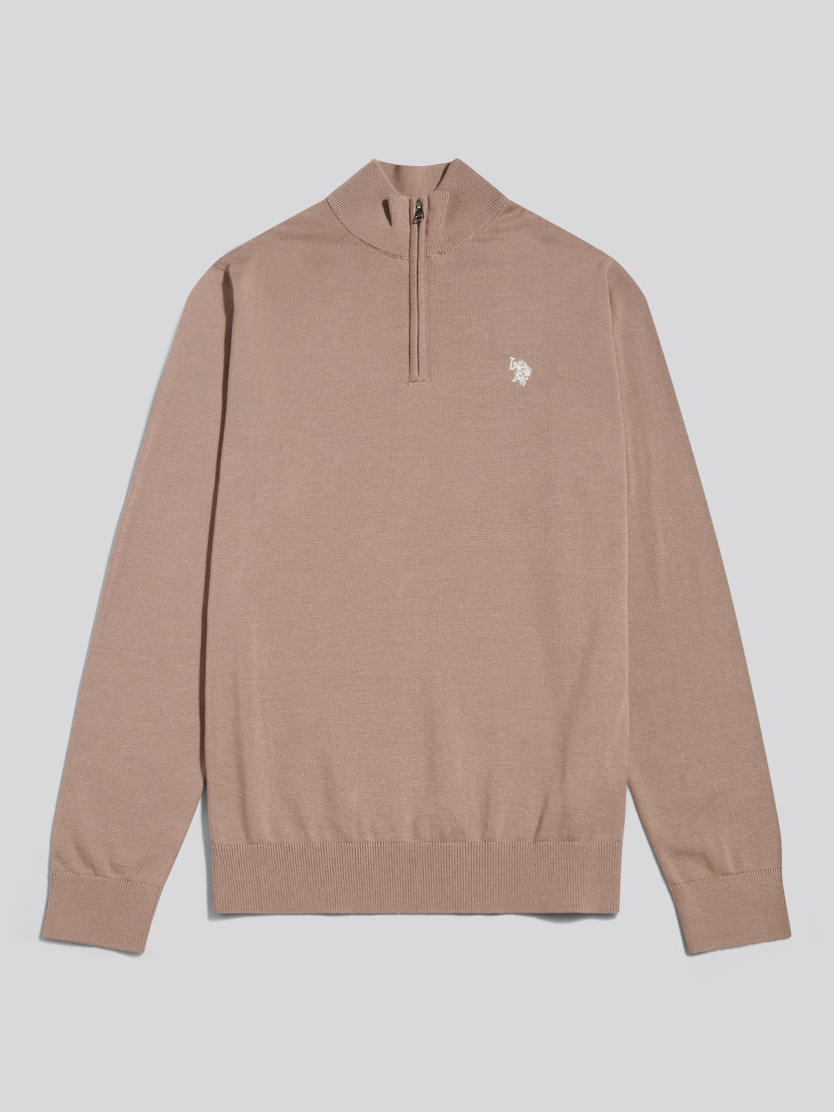 Mens Cotton Quarter Zip Funnel Jumper Cinder