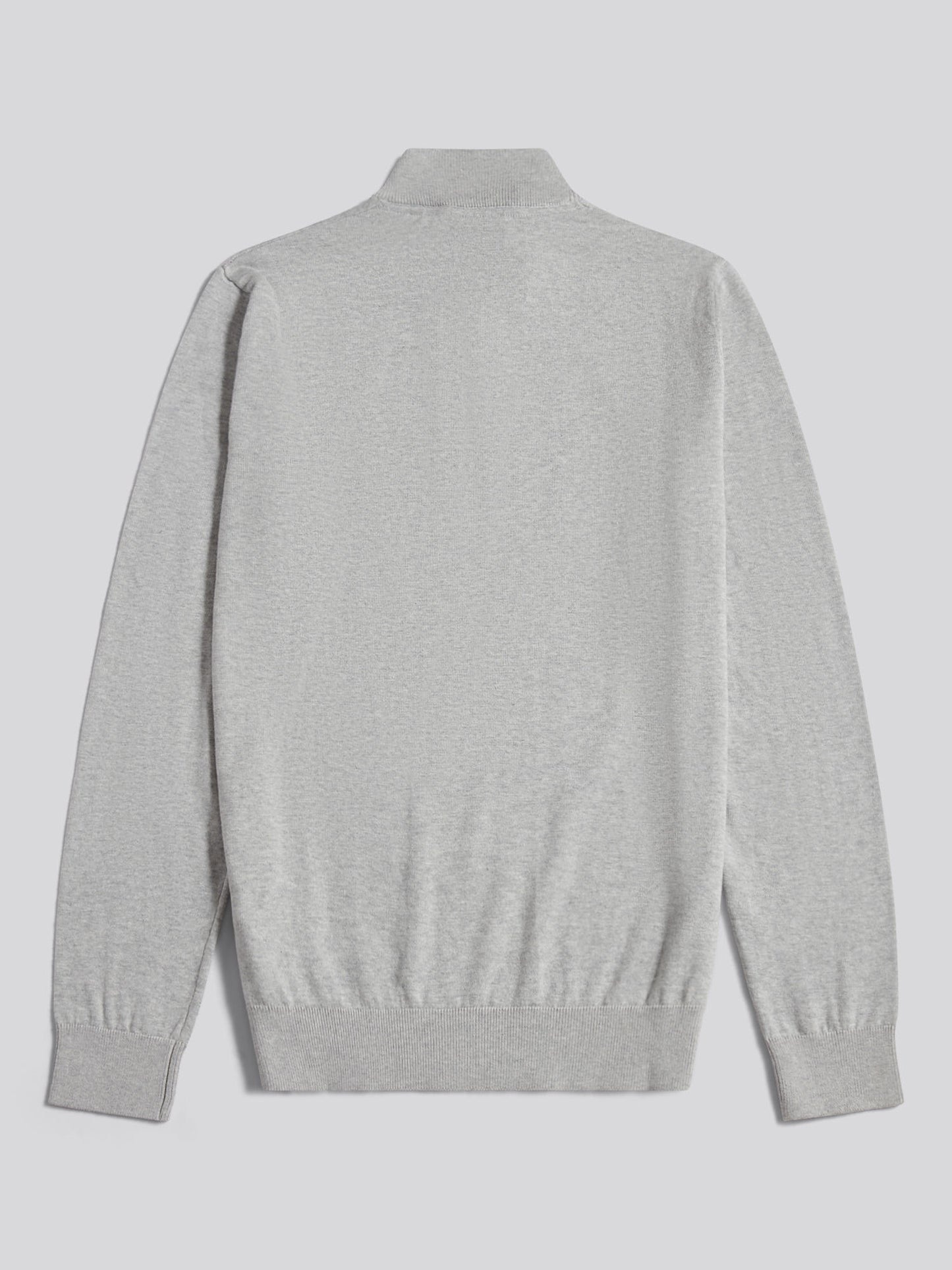 Mens Cotton Quarter Zip Funnel Jumper Mid Grey Marl