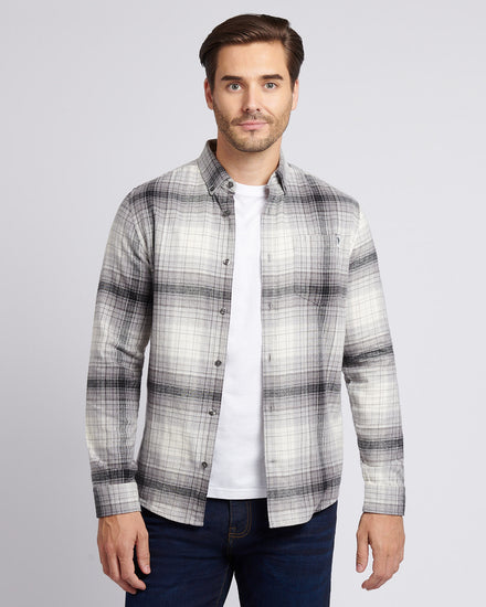Mens Ombre Check Buttondown Shirt in Black