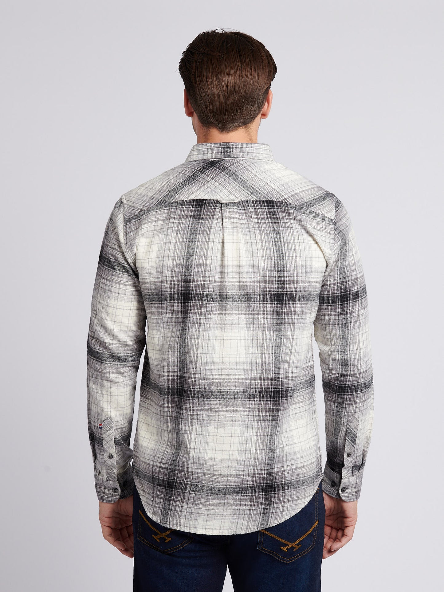 Mens Ombre Check Buttondown Shirt in Black