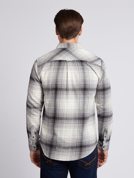 Mens Ombre Check Buttondown Shirt in Black