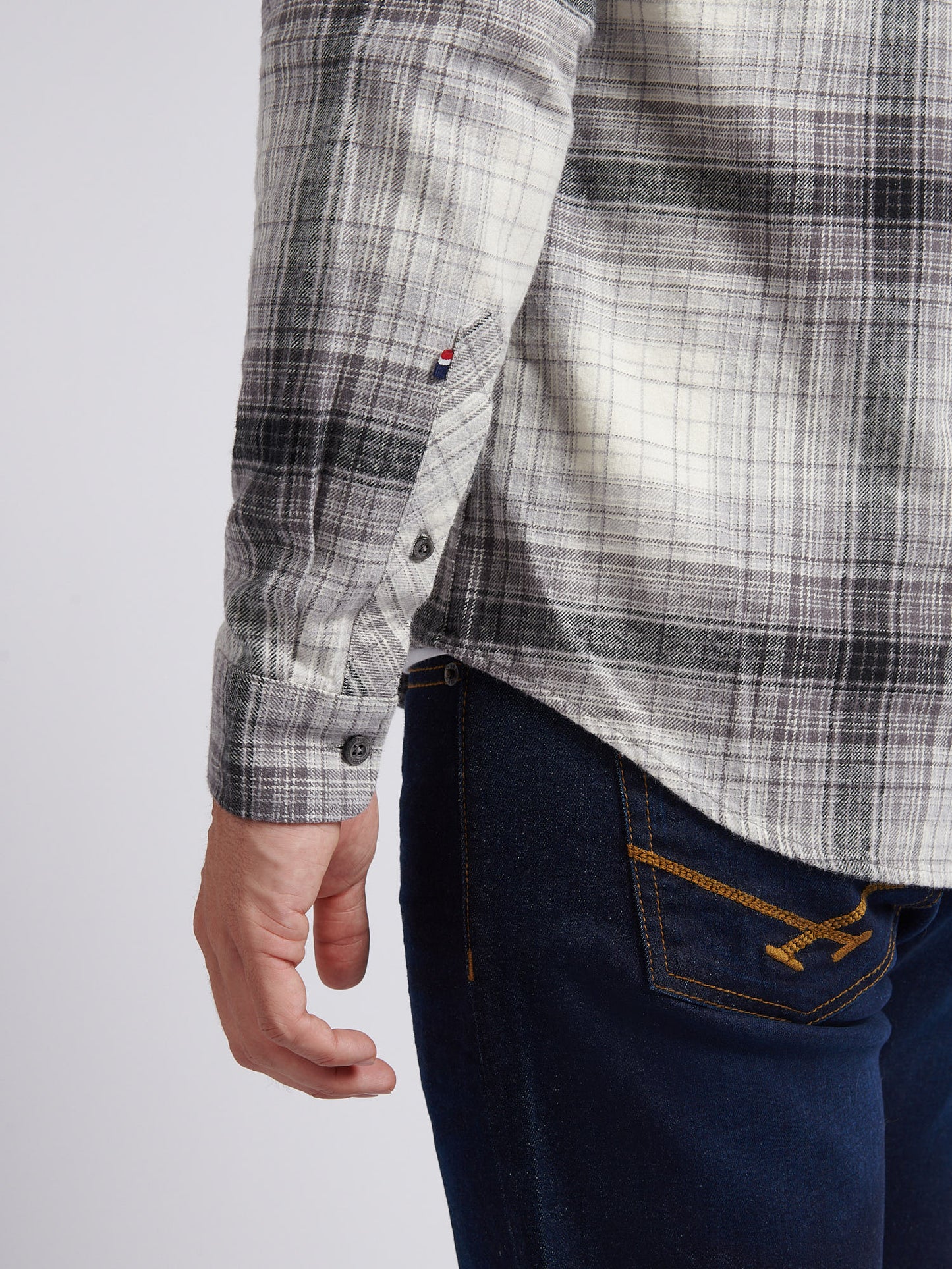 Mens Ombre Check Buttondown Shirt in Black