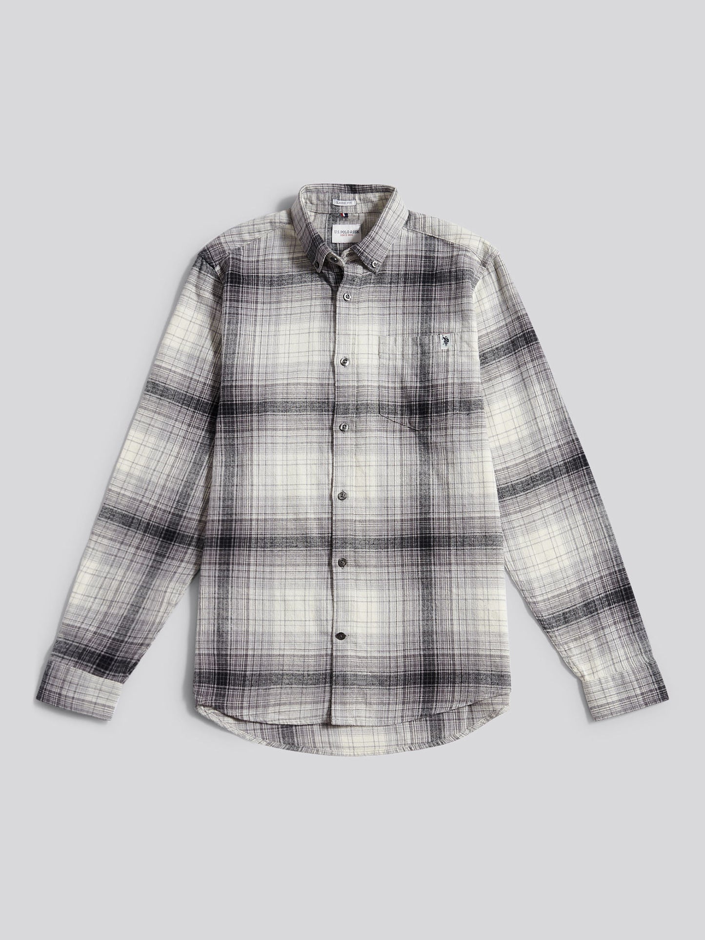 Mens Ombre Check Buttondown Shirt in Black