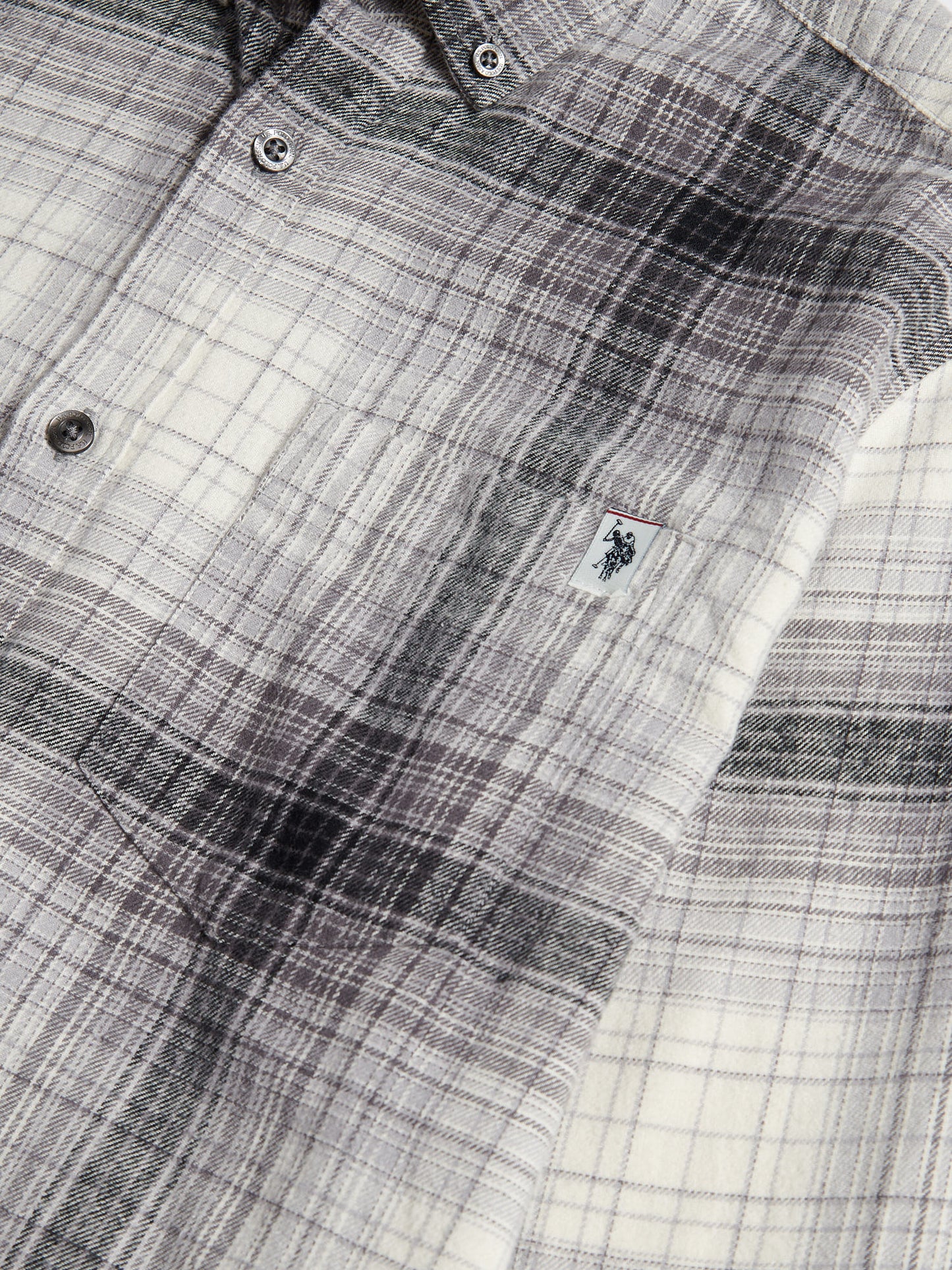 Mens Ombre Check Buttondown Shirt in Black