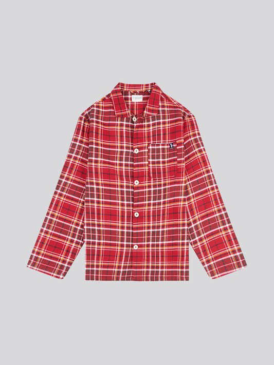 Mens Plaid Flannel Pyjama Set in Haute Red