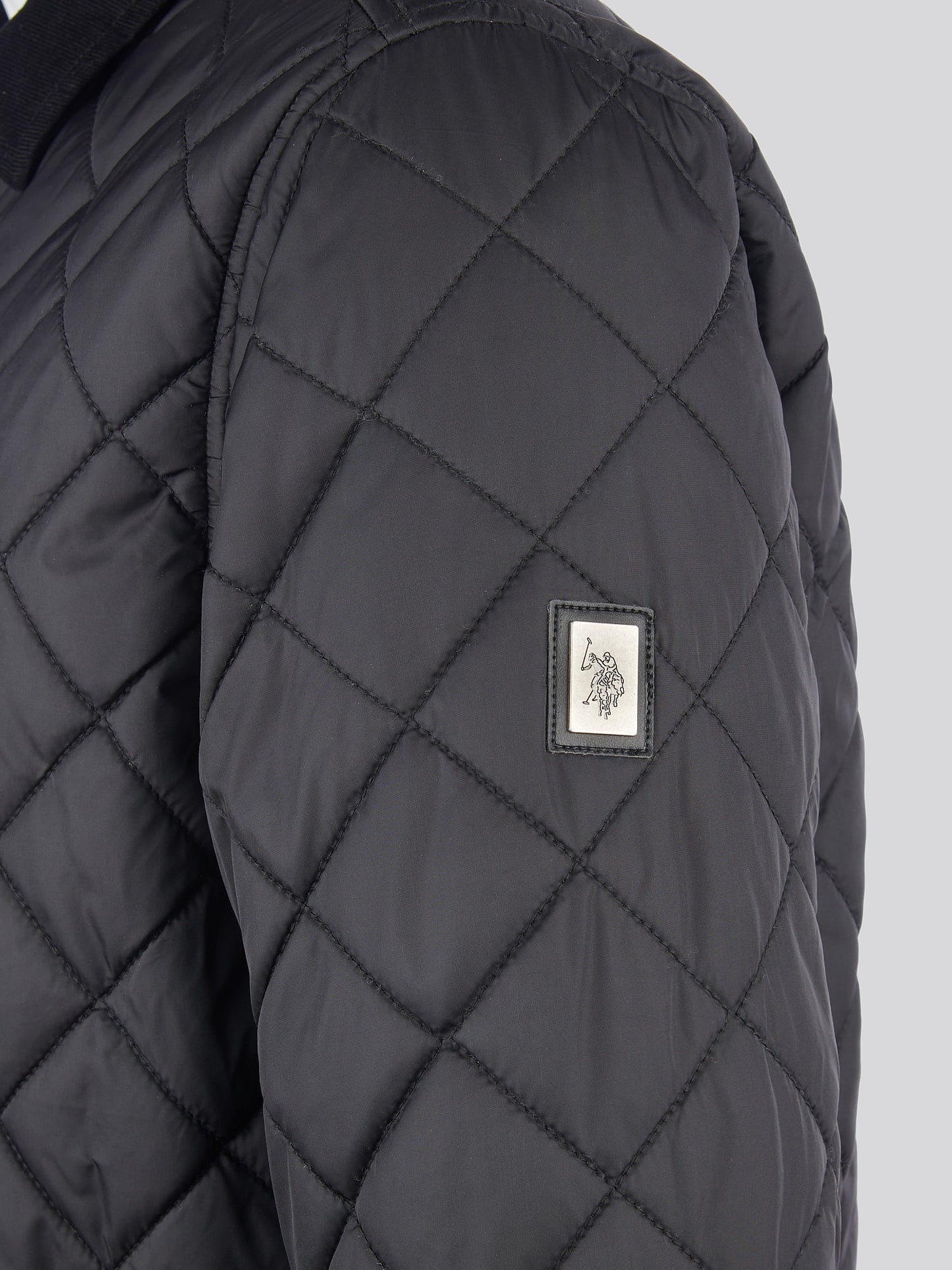 Mens Diamond Quilt Padded Collared Jacket in Black